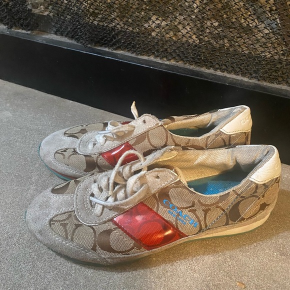 COACH Multicolor Signature Logo Canvas Lace Up Sneakers MAE canvas & suede - Picture 1 of 9